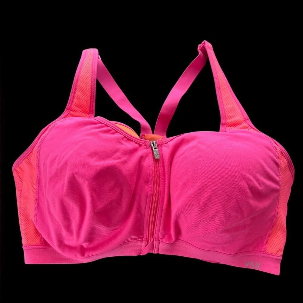 Victorias Secret VSX Knockout 38 DD Pink Orange Front Close Sports Bra Underwire